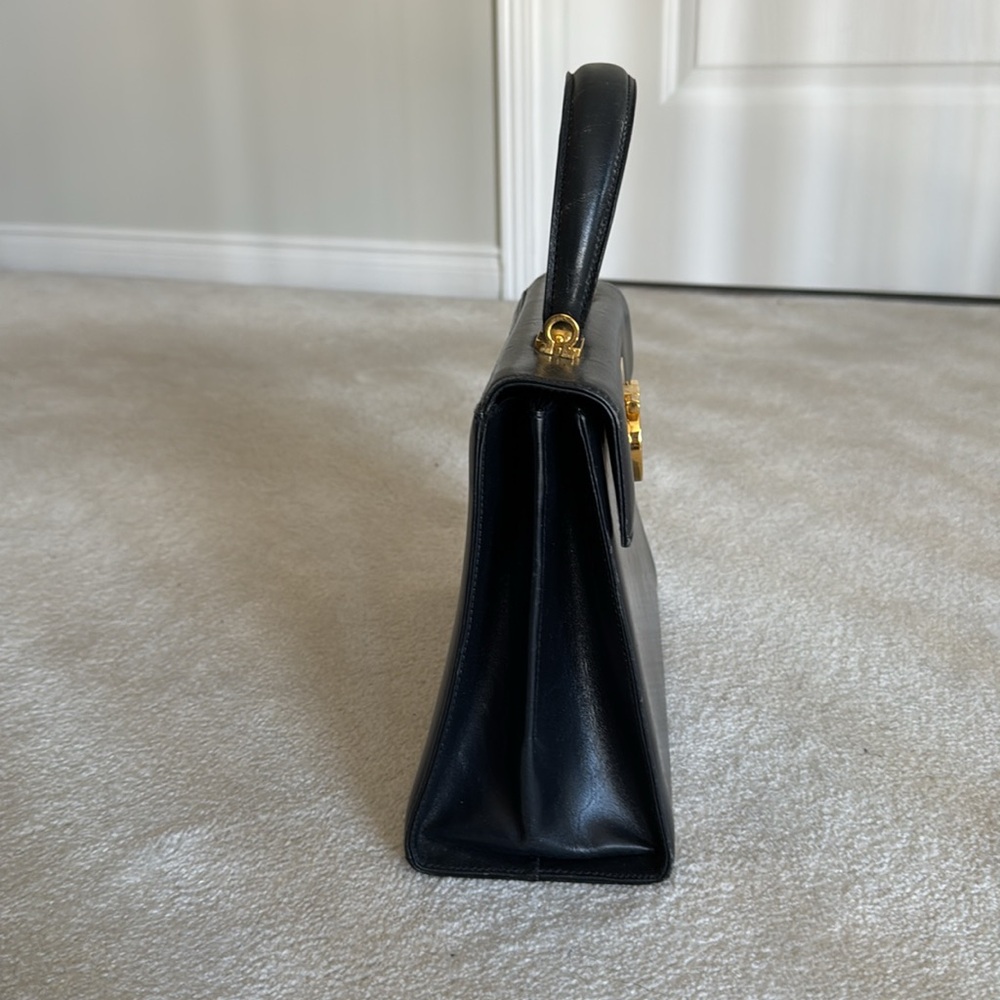 Midnight navy Ferragamo vintage top handle smooth calfskin bag - Picture 4 of 16